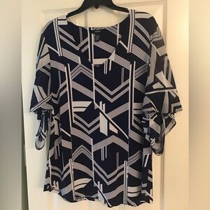 Navy Blue and white top. Large